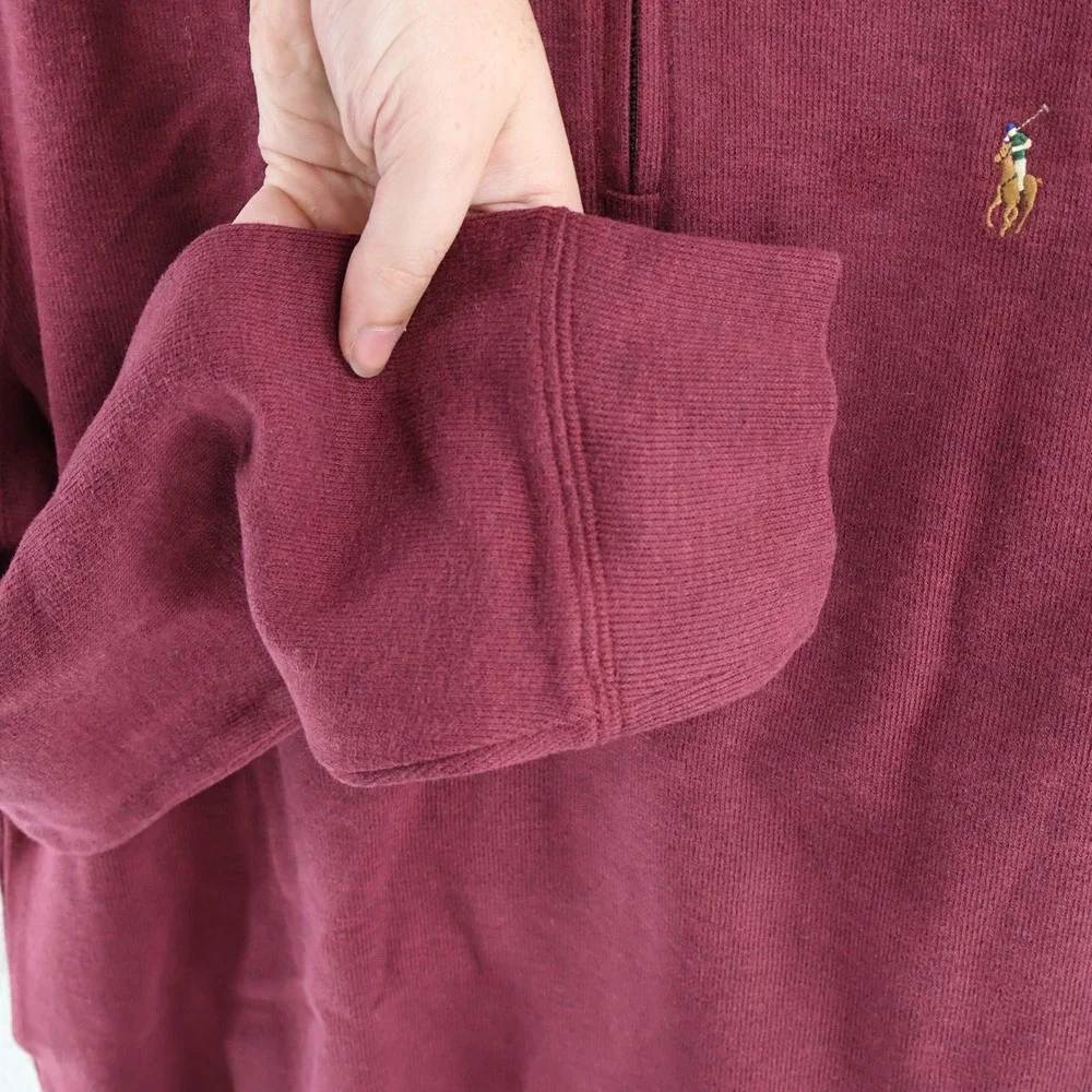 Polo Ralph Lauren Estate Rib Quarter Zip Pullover Mens‎ Small Red  $135 NWT